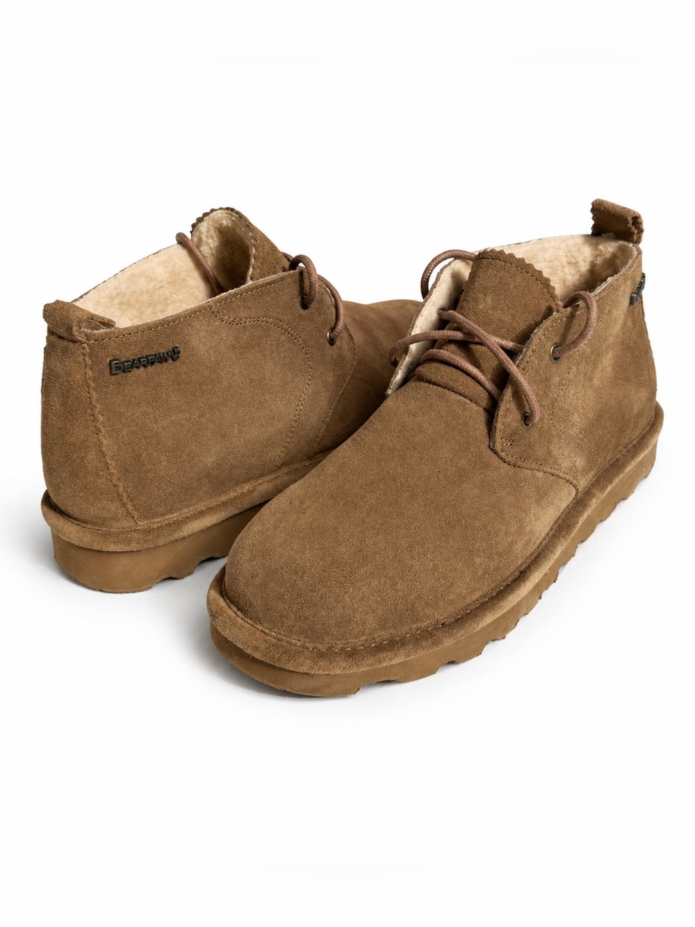 BEARPAW Women’s Chukka Boots Size 9 Tan Suede Sheepskin Fur Lined NWT